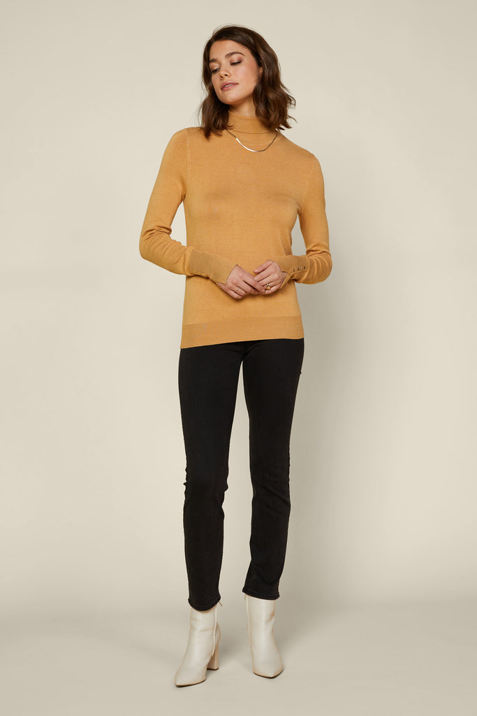 Button Detail Turtleneck Sweater