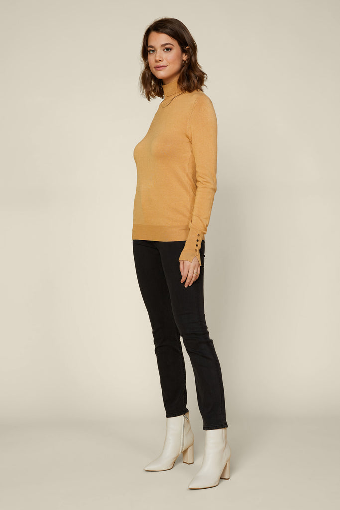 Button Detail Turtleneck Sweater