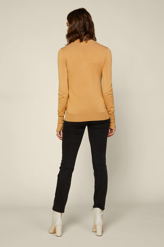 Button Detail Turtleneck Sweater