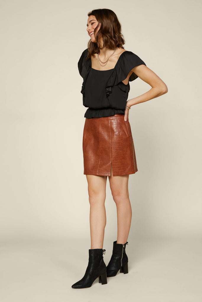 Ruffled Square Neck Top