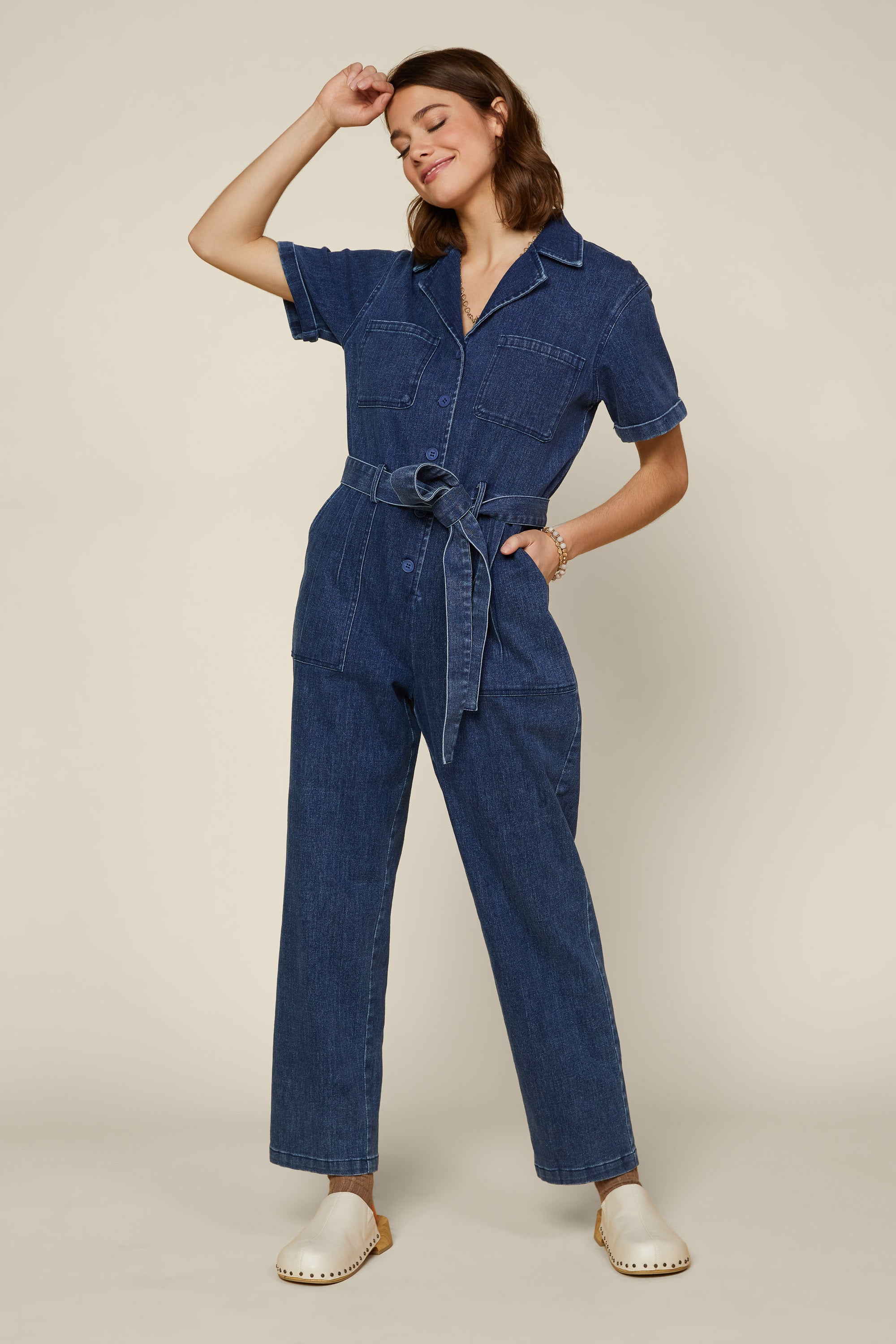 Skies are blue jumpsuit on sale