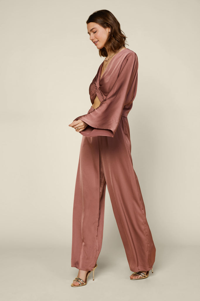 Twisted Front Satin Blouse