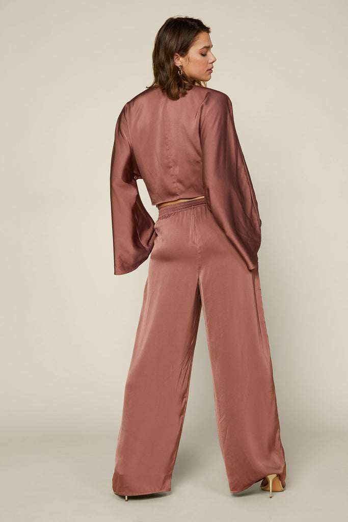 Twisted Front Satin Blouse