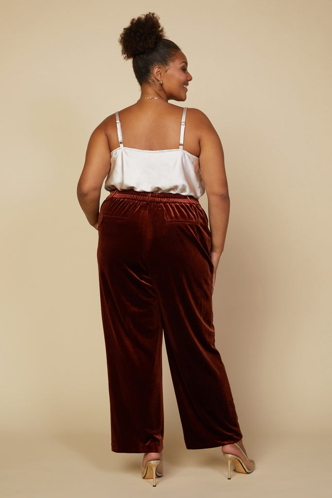 Plus Size - Velvet Wide Leg Pants