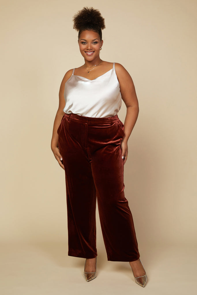 Plus Size - Velvet Wide Leg Pants
