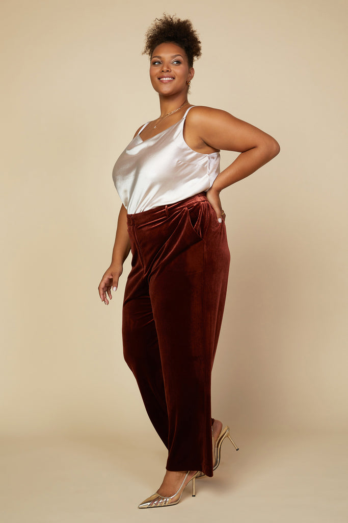 Plus Size - Velvet Wide Leg Pants