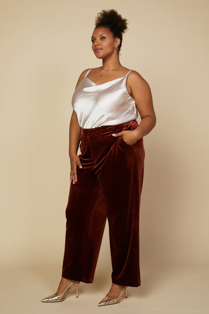 Plus Size - Velvet Wide Leg Pants