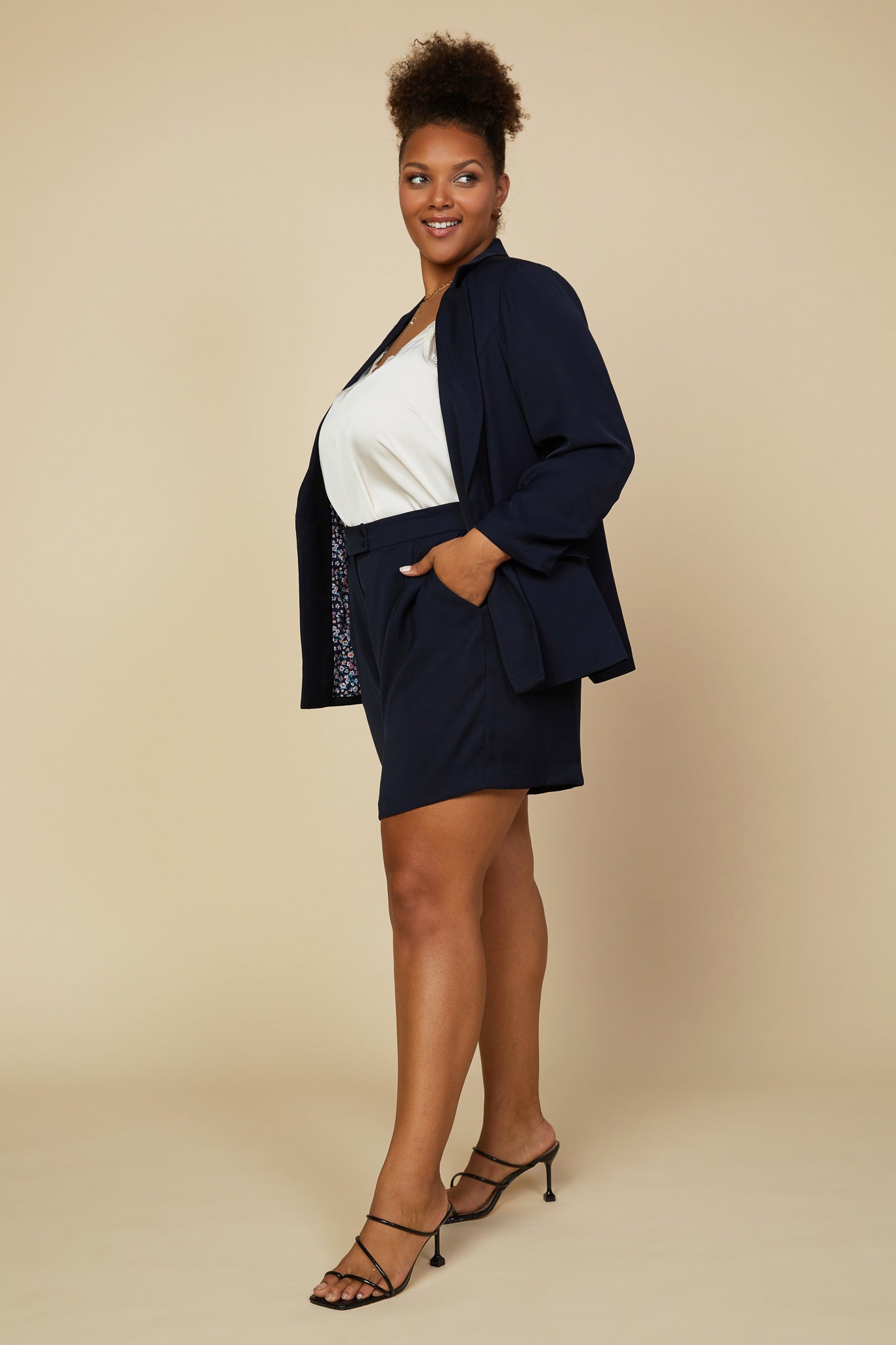 Plus SKIES Sleeve – ARE Blazer Recycled Size Shirred BLUE -