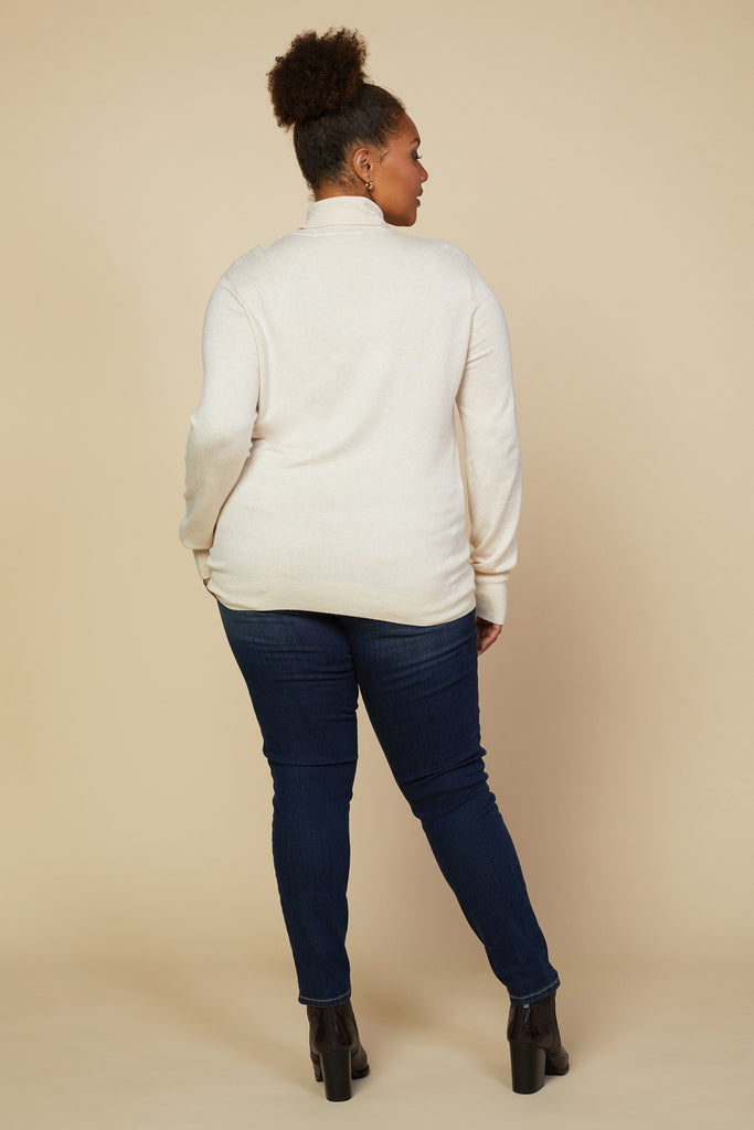 Plus Size - Button Detail Turtleneck Sweater
