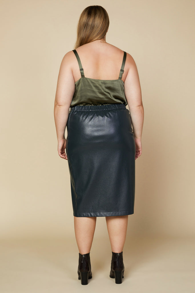 Plus Size - Vegan Leather Pencil Skirt