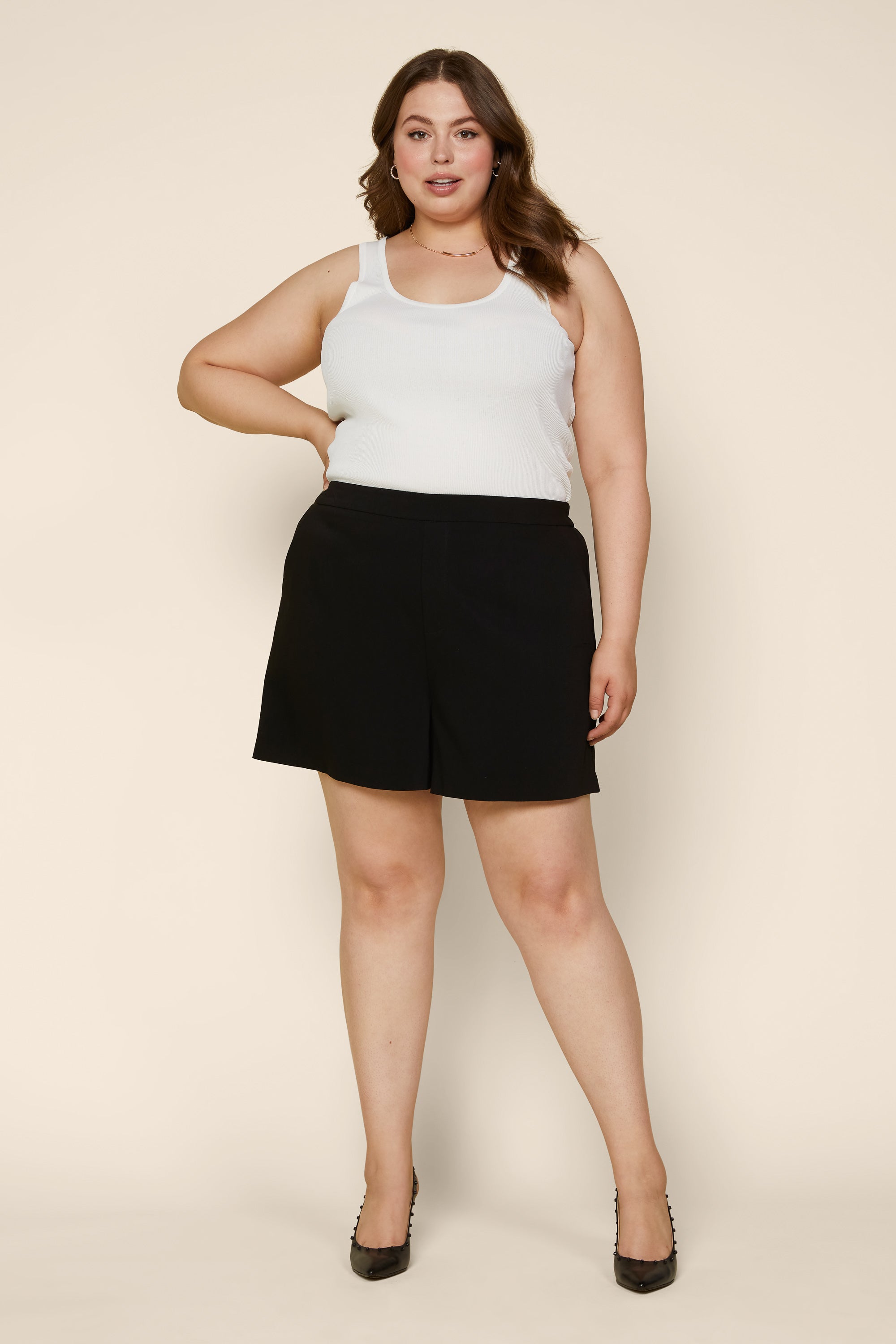 Plus Size Structured Waisted Shorts SKIES ARE BLUE