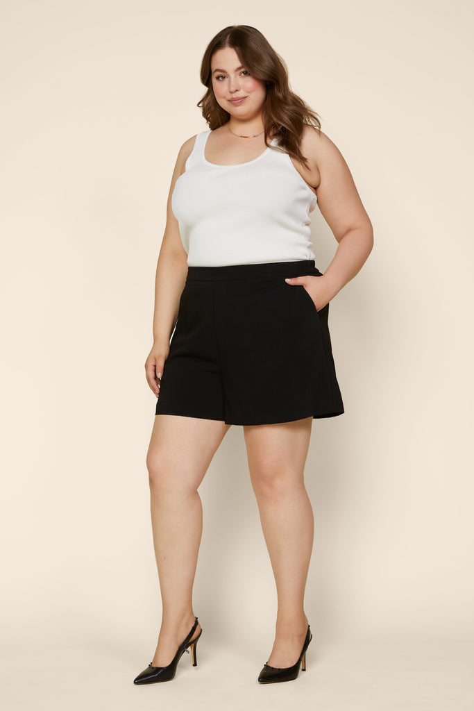 Plus Size - Structured High Waisted Shorts