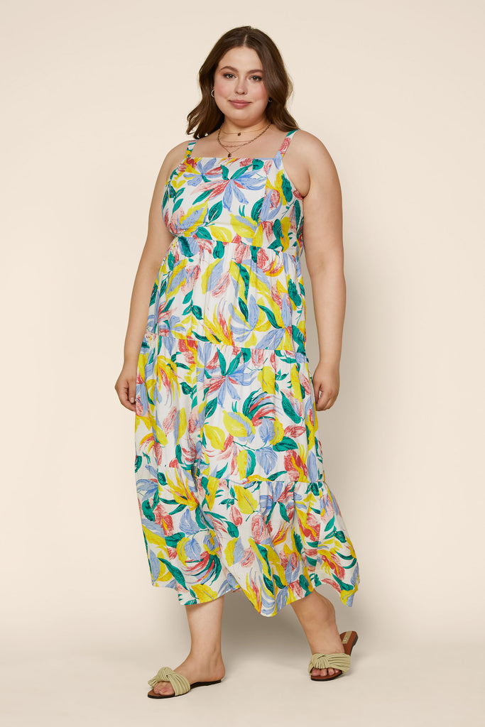 Plus Size - Floral Tiered Maxi Dress