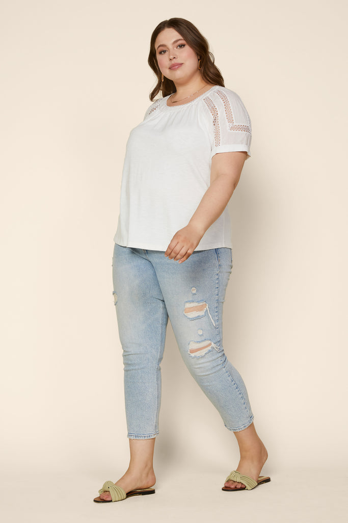 Plus Size - Lace Detail Knit Top