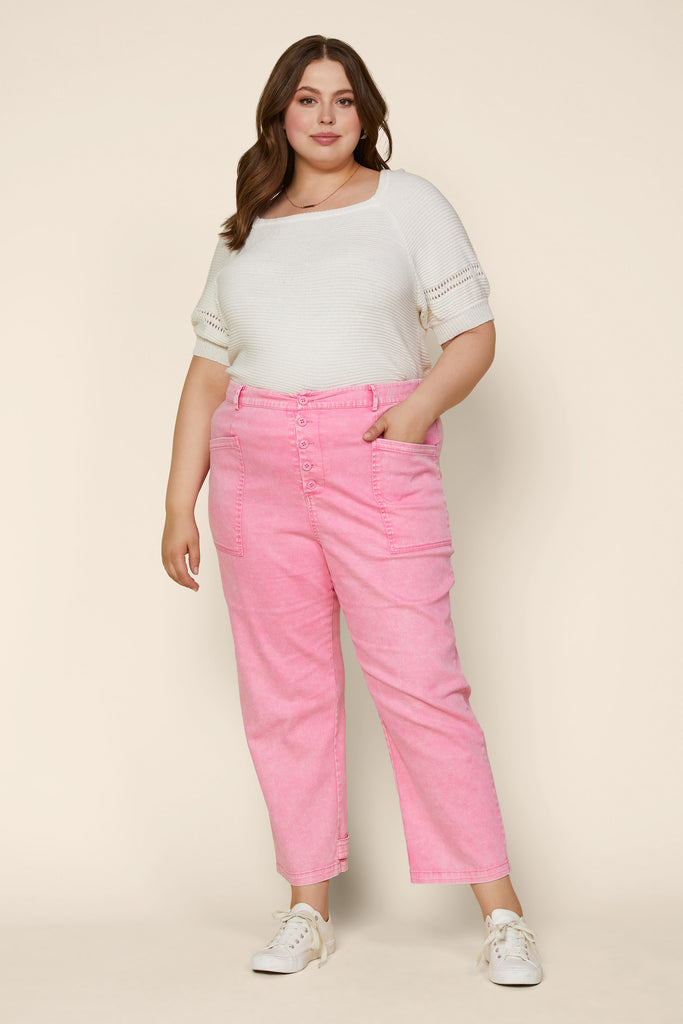 Plus Size - Denim Utility Pants