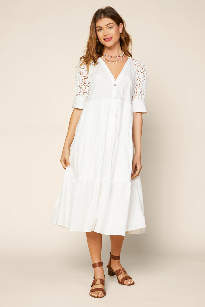 Lace Ruffled Midi Dress