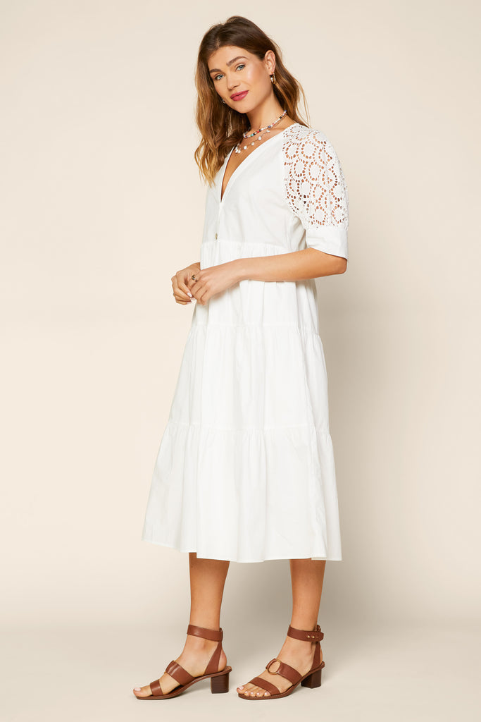 Lace Ruffled Midi Dress