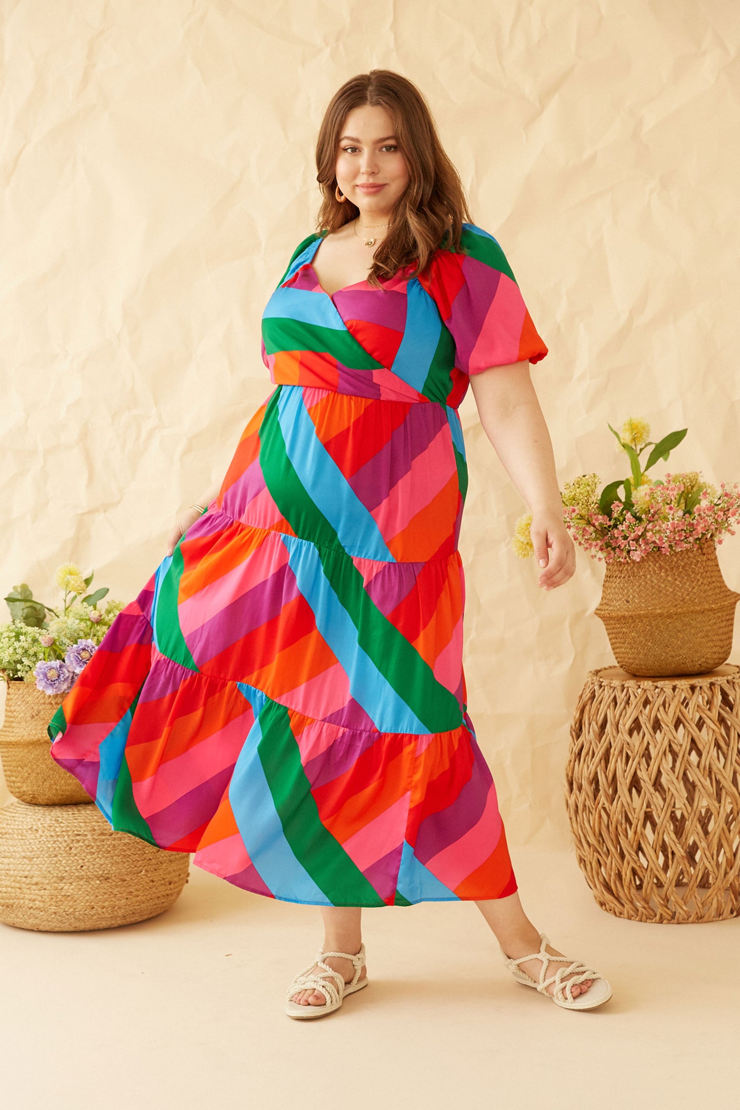 Plus Size - Iliana Multicolor Tiered Dress
