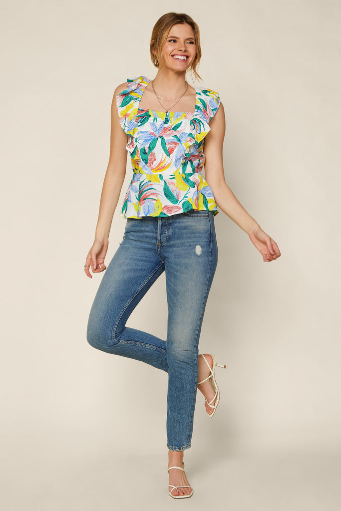 Floral Peplum Ruffled Top