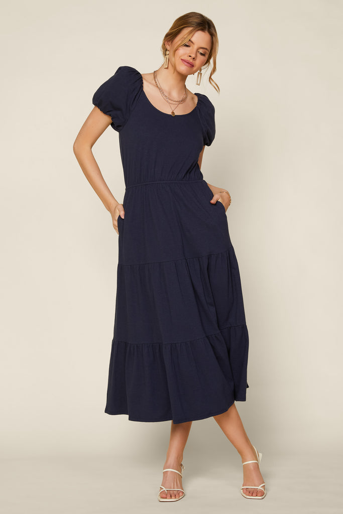 Puff Sleeve Midi Dress