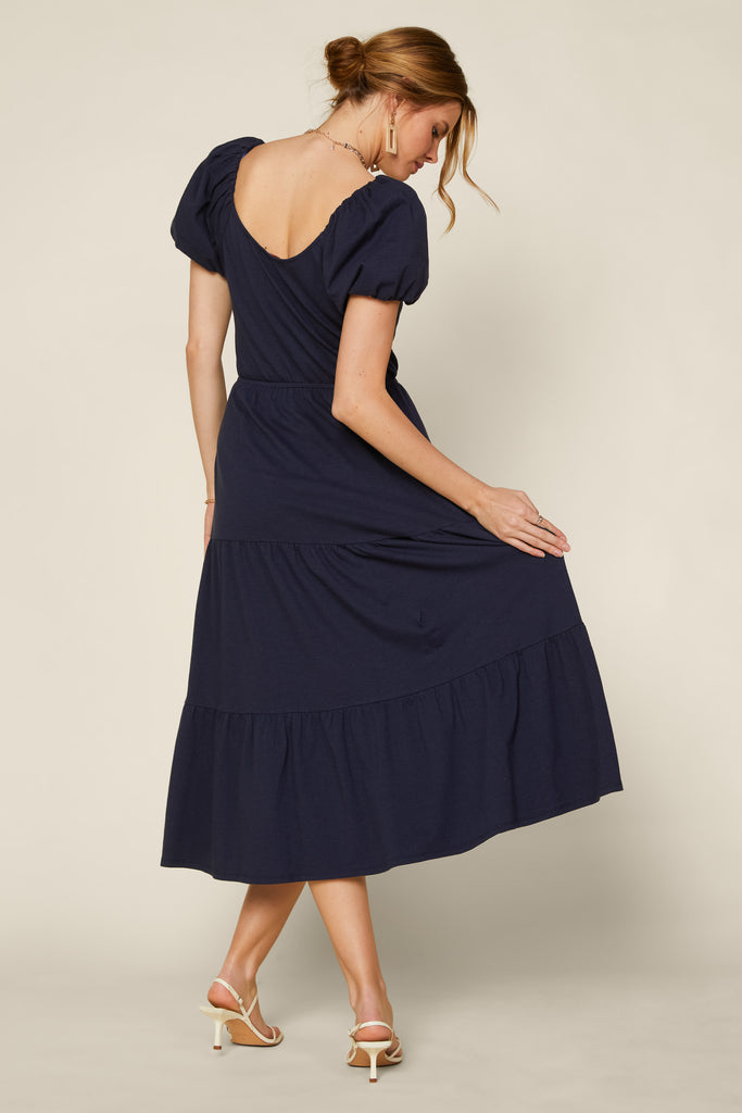 Puff Sleeve Midi Dress