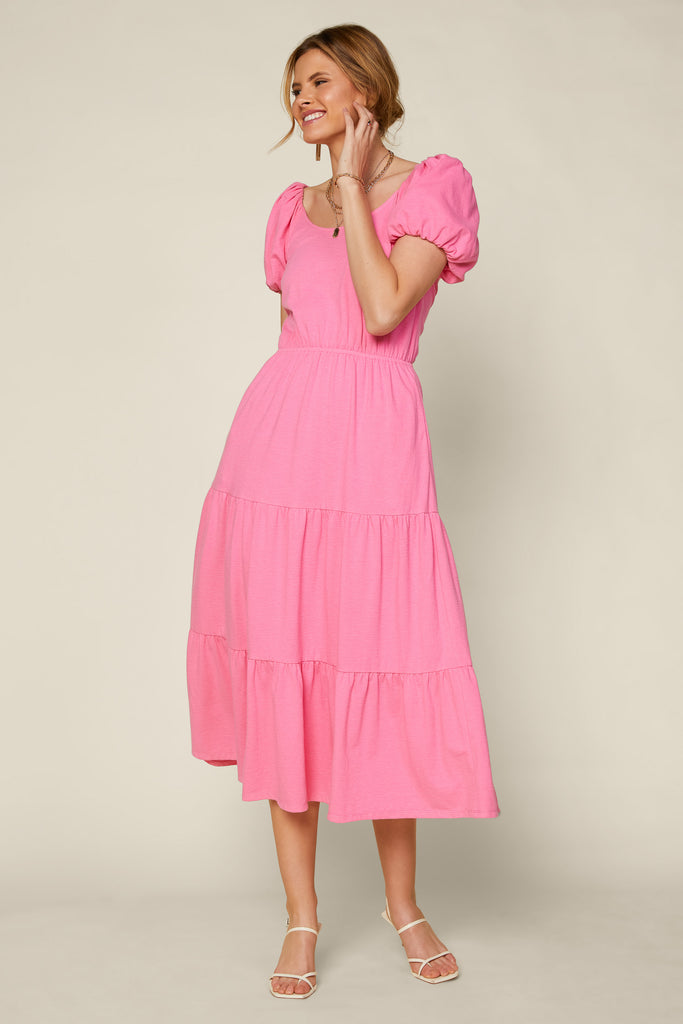 Puff Sleeve Midi Dress