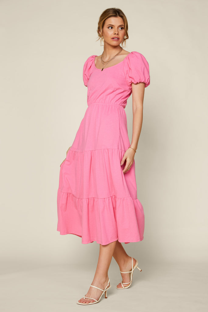 Puff Sleeve Midi Dress