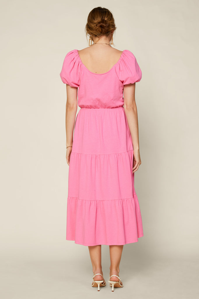 Puff Sleeve Midi Dress