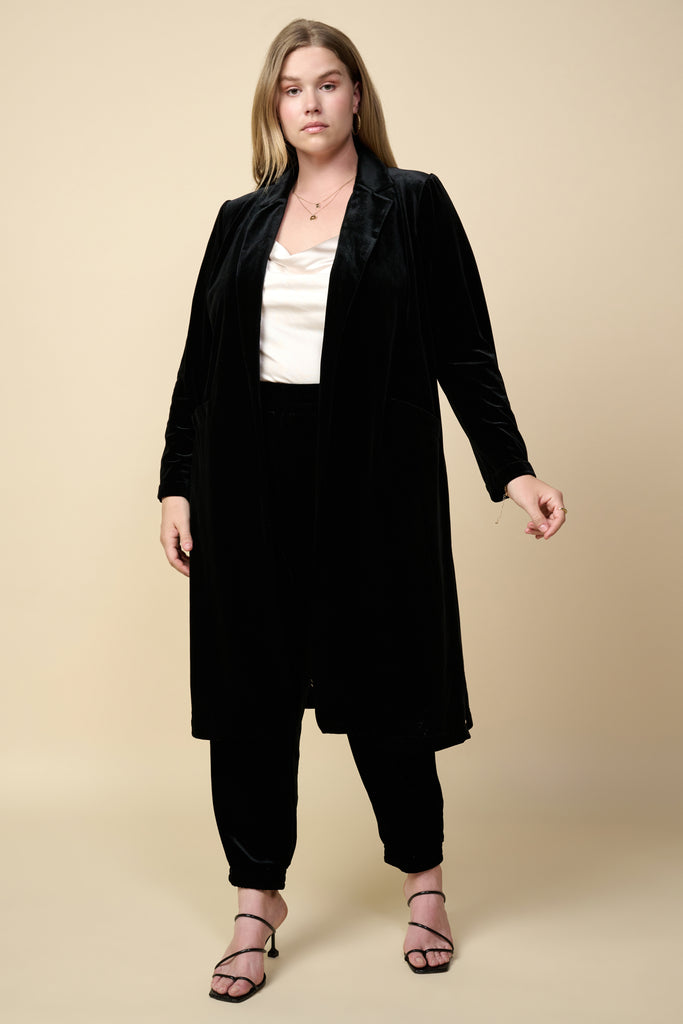 Plus Size - Velvet Duster Coat