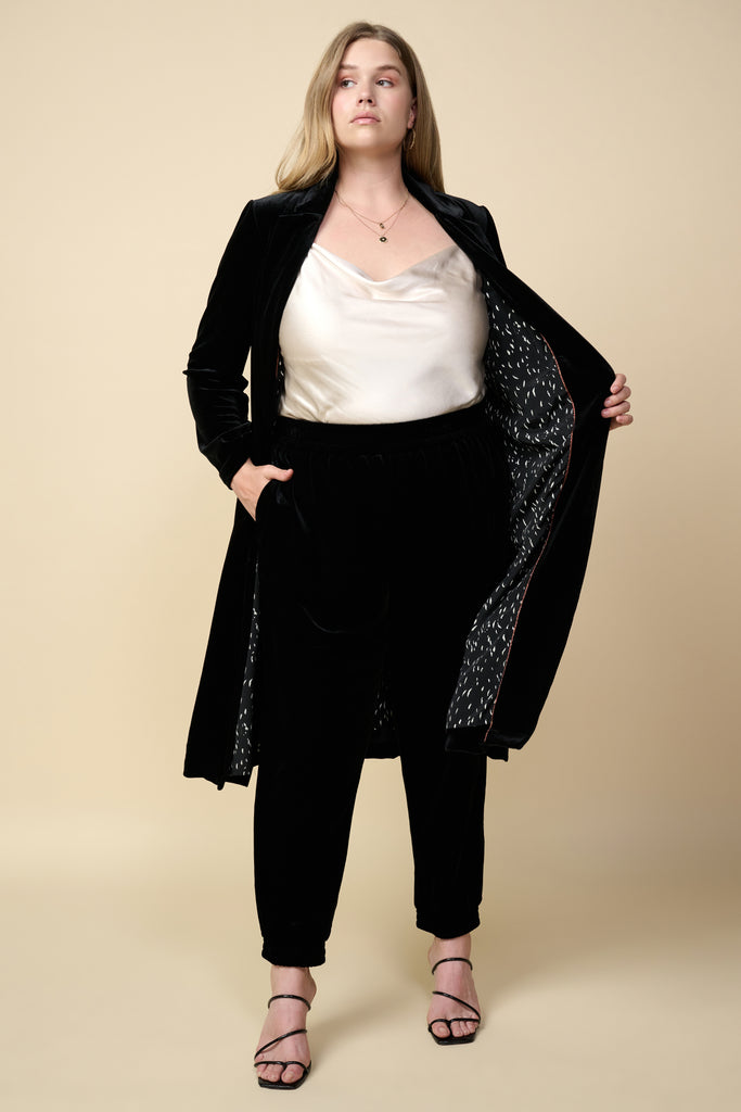 Plus Size - Velvet Duster Coat