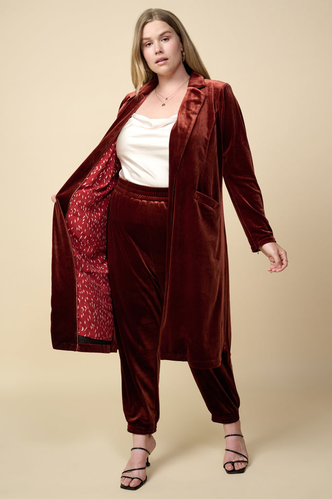 Plus Size - Velvet Duster Coat