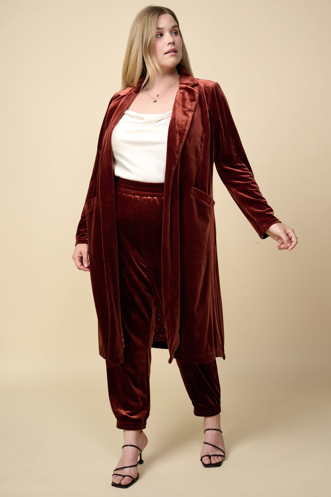 Plus Size - Velvet Duster Coat