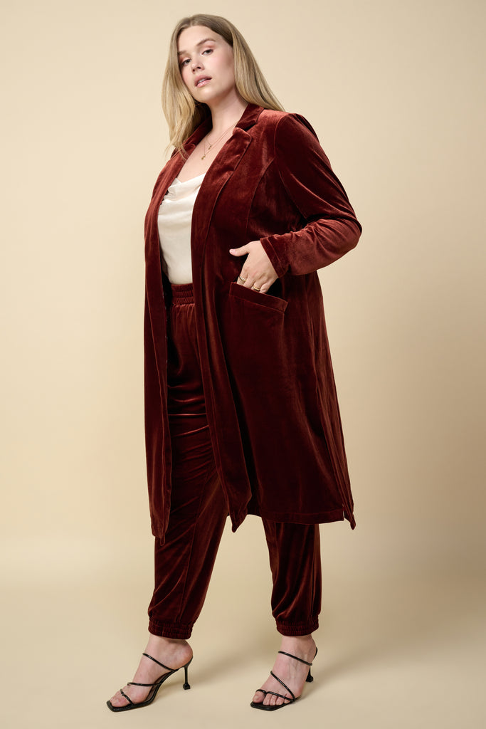 Plus Size - Velvet Duster Coat