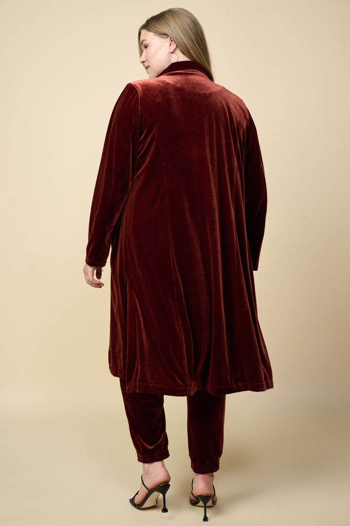 Plus Size - Velvet Duster Coat