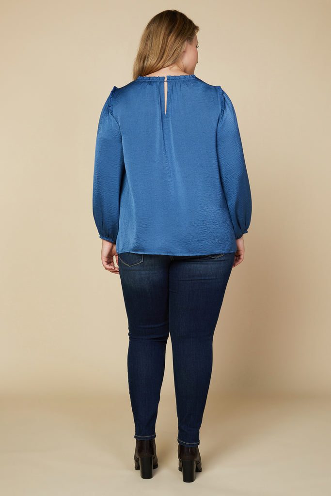 Plus Size - Cutout Long Sleeve Blouse