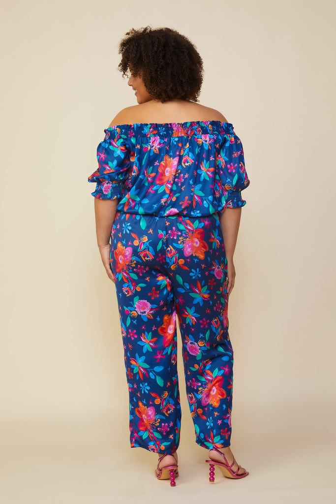 Plus Size - Aquatic Floral Off Shoulder Top