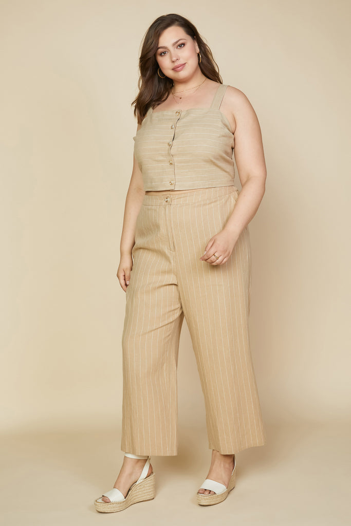 Plus Size - Linen Pin Stripe Pants