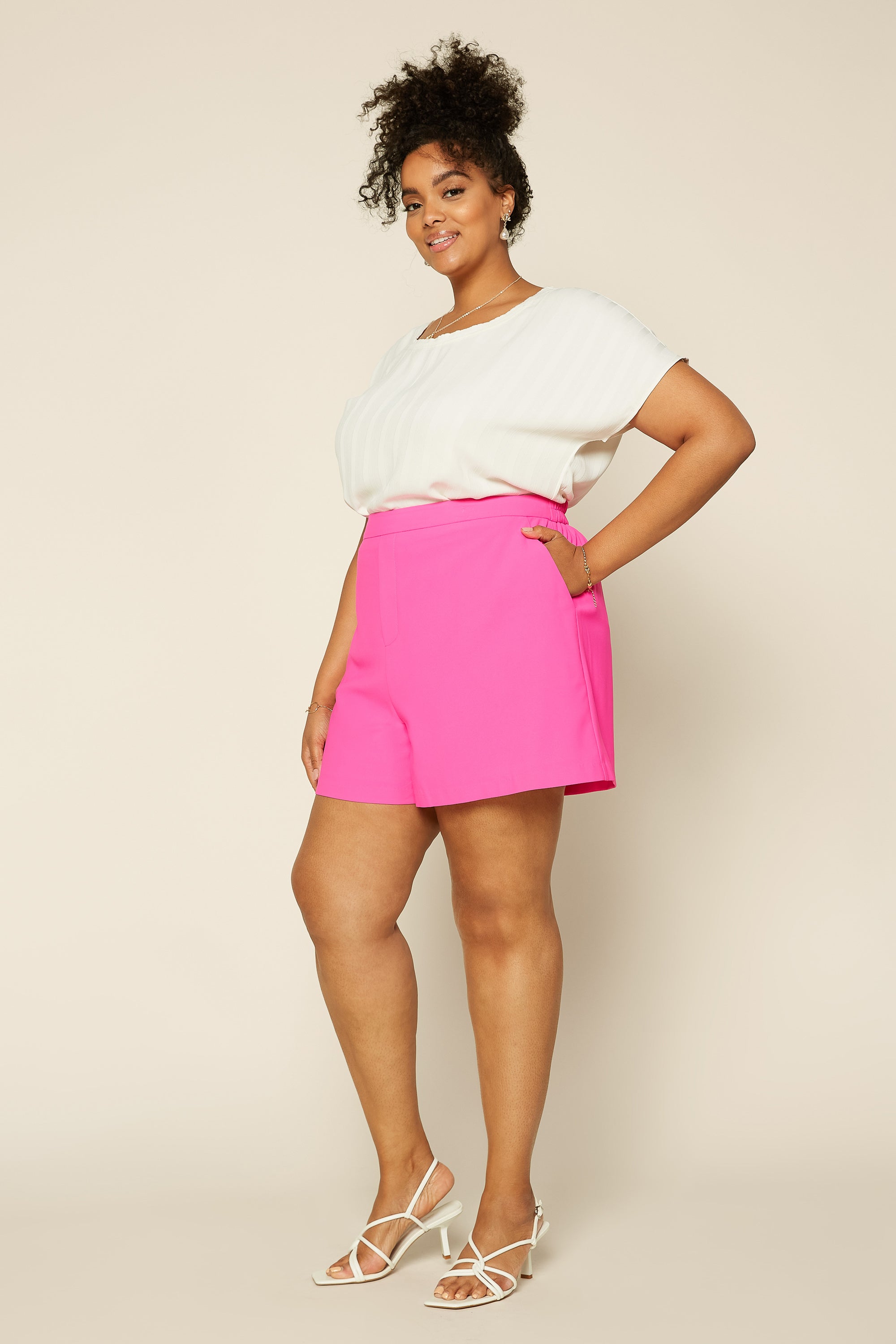 Women's Neon Structured Shorts Ultra Pink / S by Skies Are Blue
