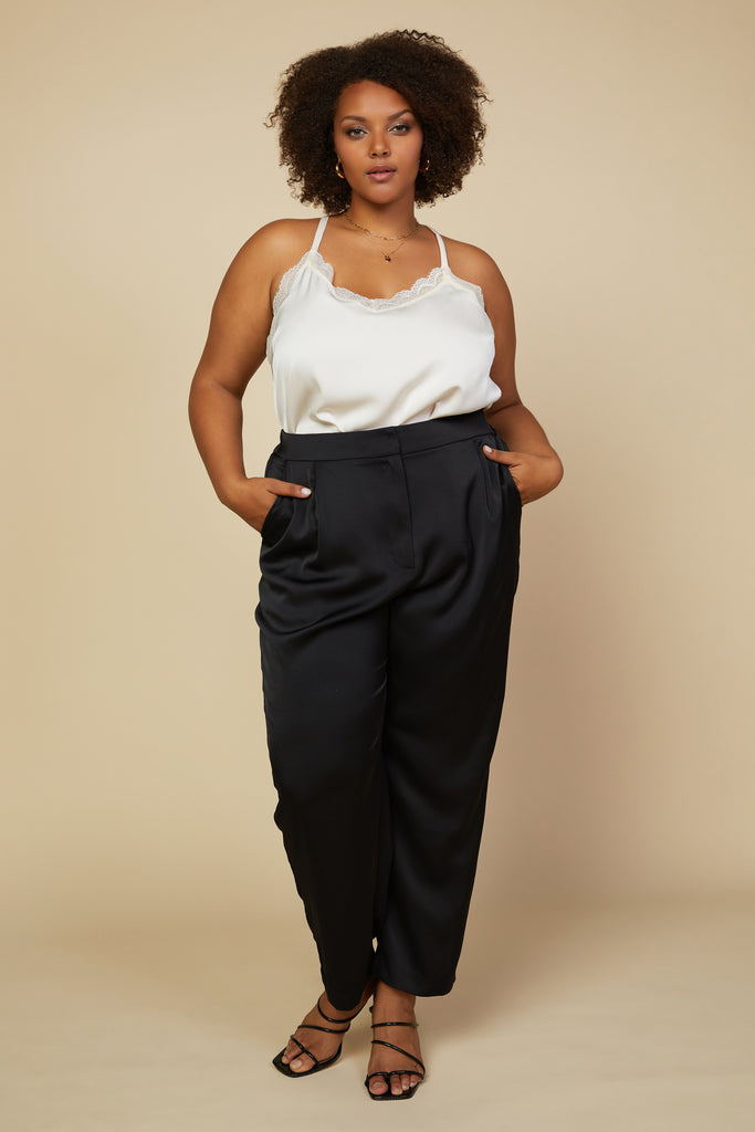 Plus Size - Satin Straight Leg Pant