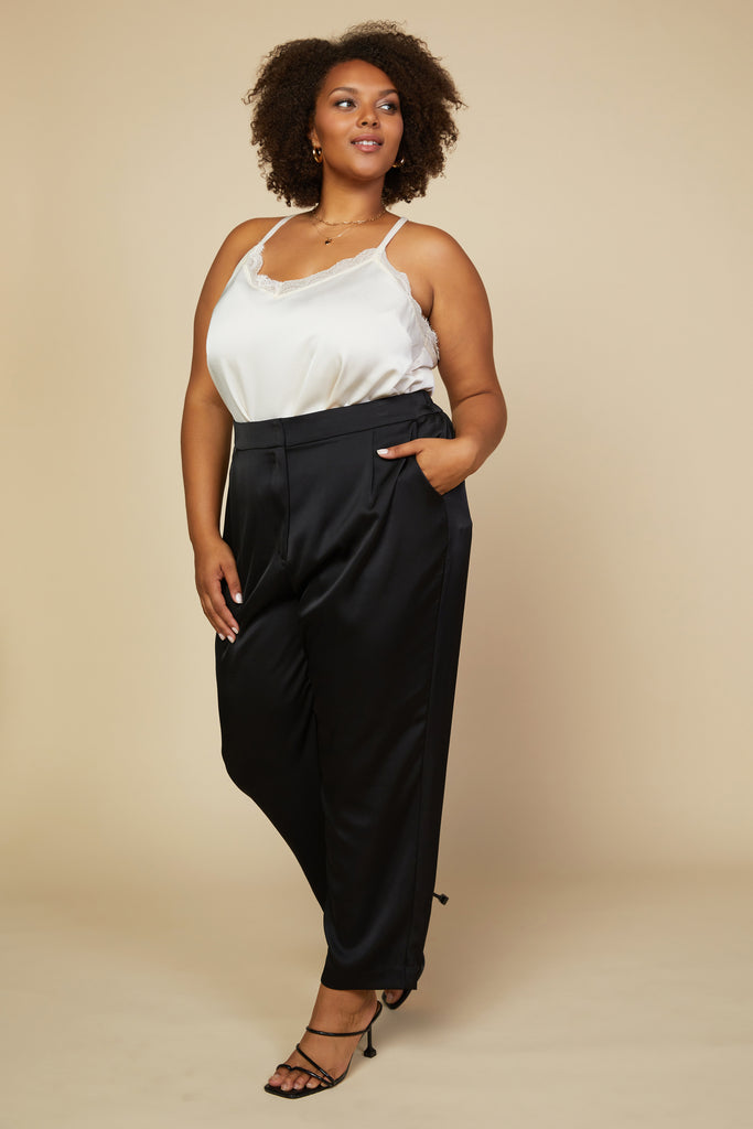 Plus Size - Satin Straight Leg Pant