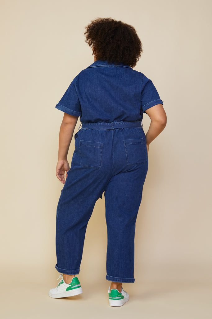 Plus Size - Denim Utility Jumpsuit