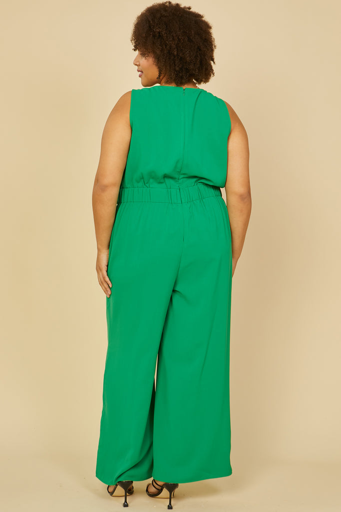 Plus Size - Sleeveless Cowl Neck Jumpsuit