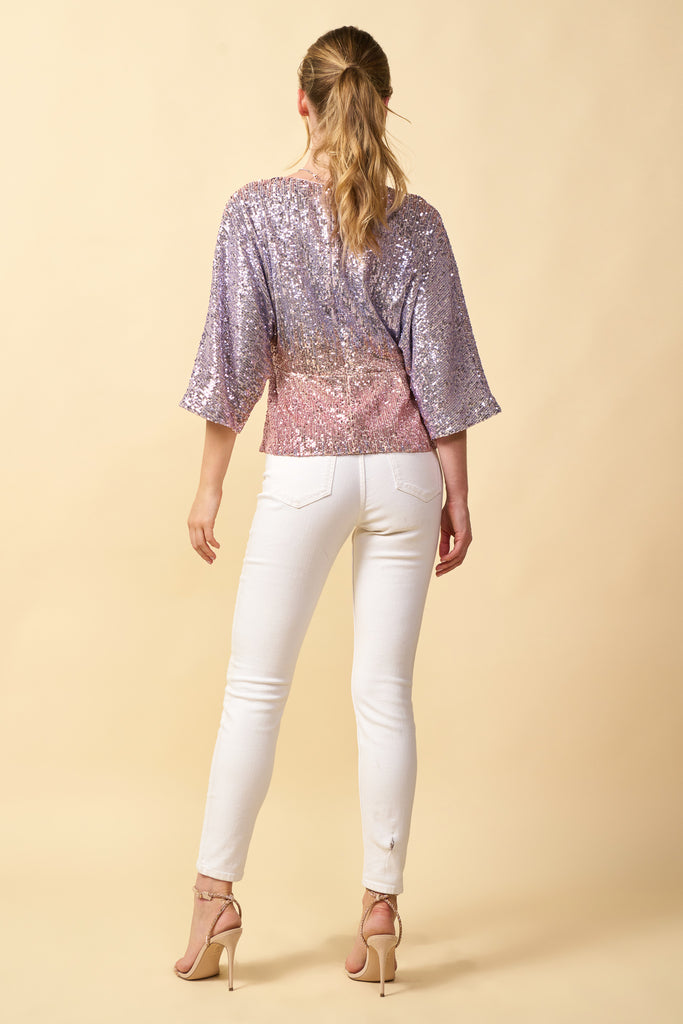 Ombre Sequin Kimono Top