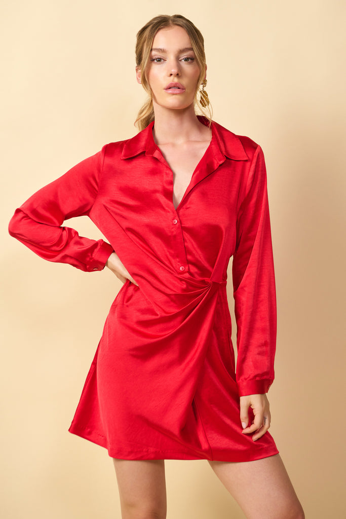 Della Satin Gathered Dress