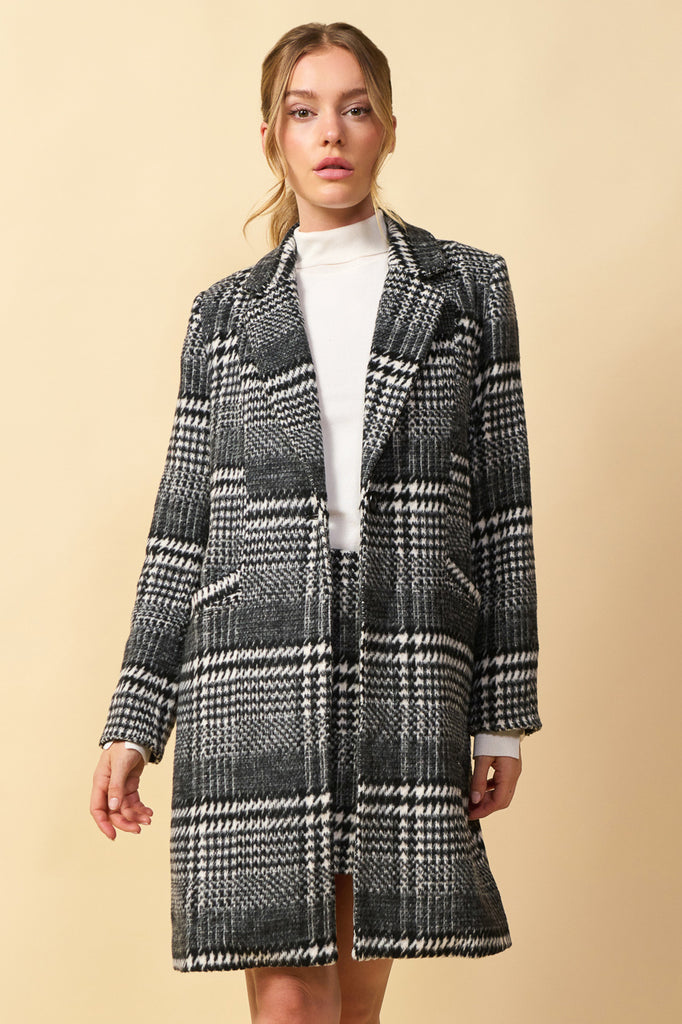 Plaid Single Button Coat