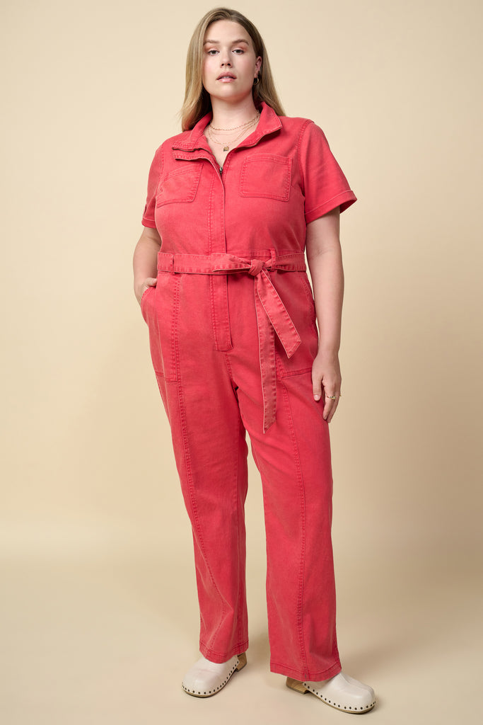 Plus Size - Washed Utility Jumpsuit