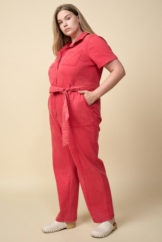 Plus Size - Washed Utility Jumpsuit