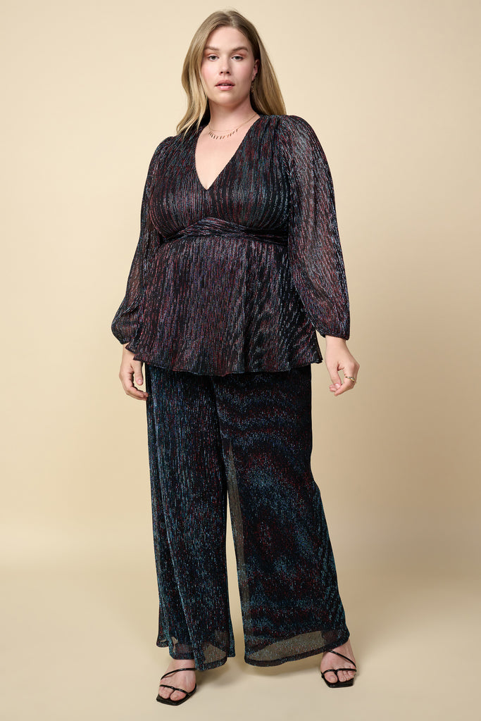 Plus Size - Metallic Mesh Blouse