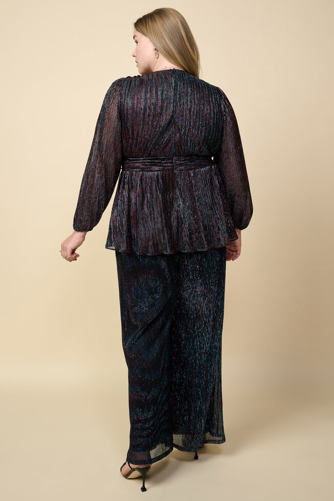 Plus Size - Metallic Mesh Blouse
