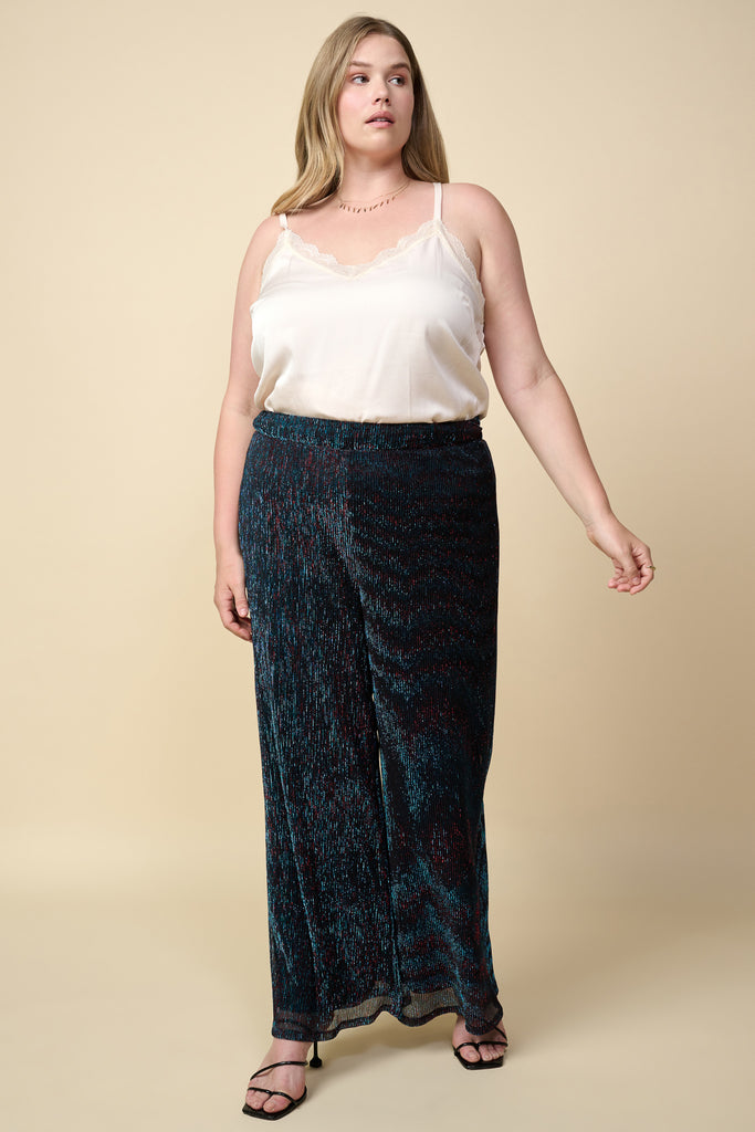 Plus Size - Metallic Mesh Pants